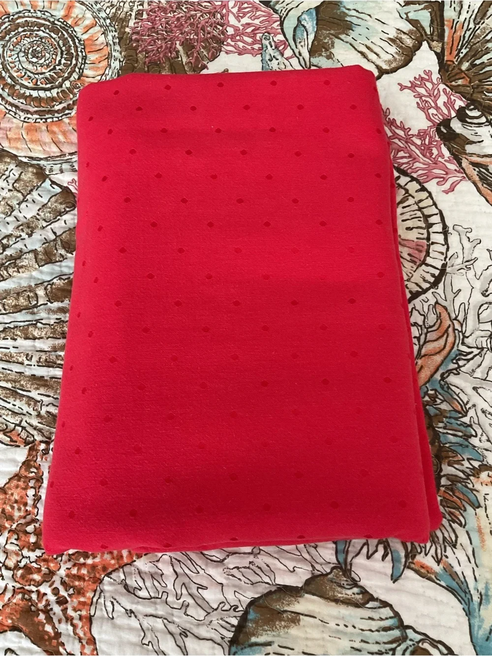 kate spade red tablecloth  with textured dots